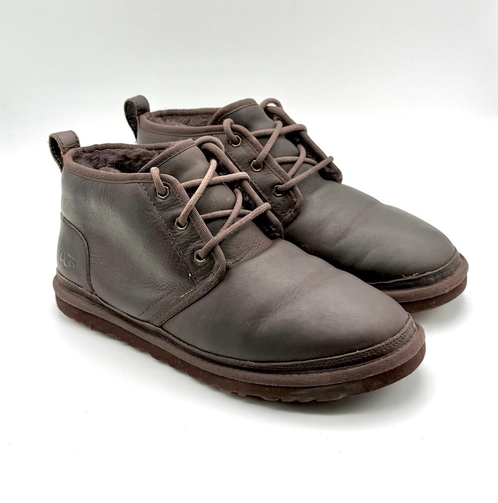 UGG Neumel Men's Size 10 - Dark Brown Leather Shearling Wool Lined Chukka Boots